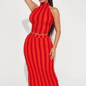 Bubble Skirt Set - Red Pink Large